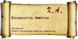 Kovacsics Ambrus névjegykártya