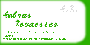ambrus kovacsics business card